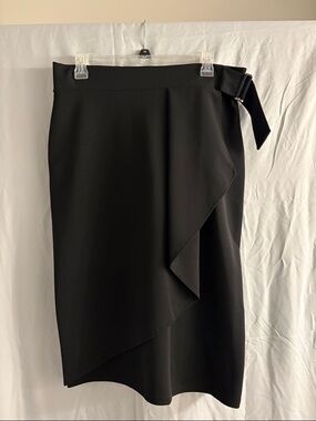 Worthington Black Pencil Skirt with Side Cascade and Bow